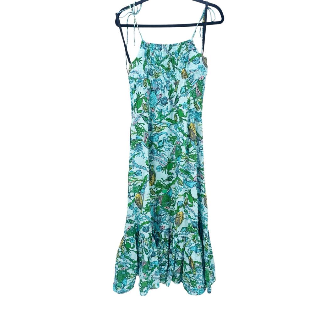 Kate Spade Women's Under The Sea Tie-Strap Dress Sleeveless Green Size Small - Picture 10 of 12